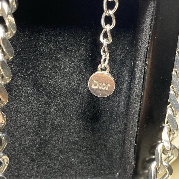Authentic Christian Dior Vintage Chain Necklace CD Logo Heavy Statement 17” - Picture 3 of 12